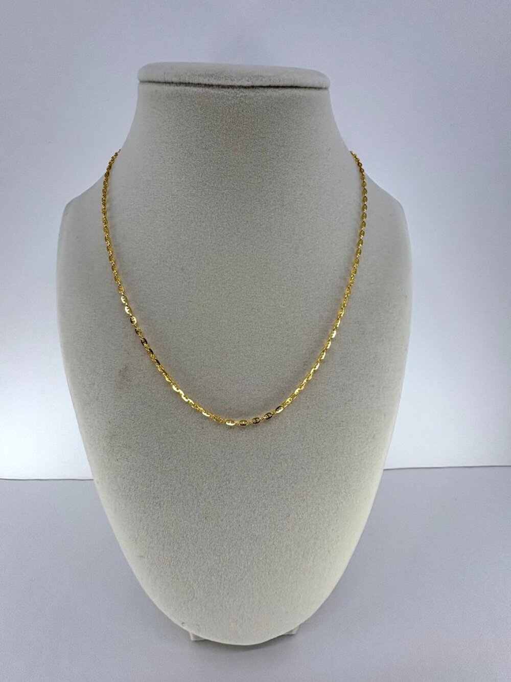 925 Sterling Silver 18K Gold-Plated 2mm Mariner Link Necklace 40+4cm Pig Nose 3g